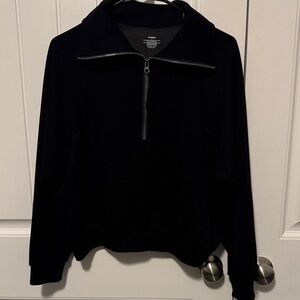 Elegant Black Half-Zip Women's Sweatshirt